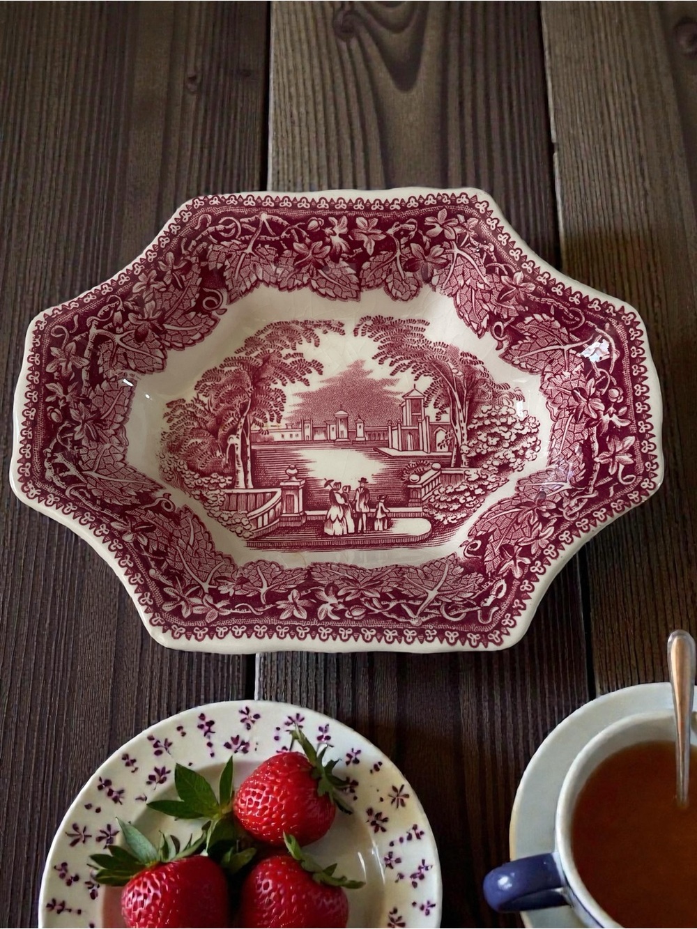 Mason’s Vista Pink Red Ironstone Candy Dish